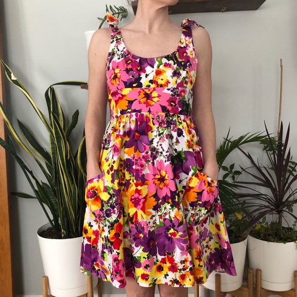50s Floral House Dress w/ Pockets - Picture 1 of 7